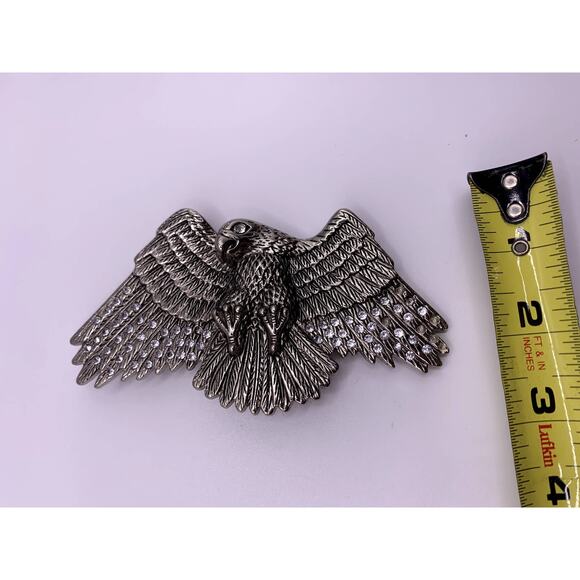 Vintage Large Metal Eagle Belt Buckle With Rhinestones 5" - Picture 6 of 7